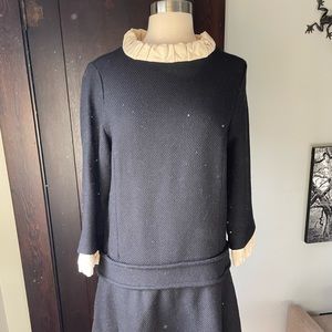 Marc by Marc Jacobs black wool dress with velvet collar and cuffs